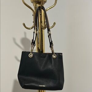 Calvin Klein Black Shoulder Bag with Gold Hardware